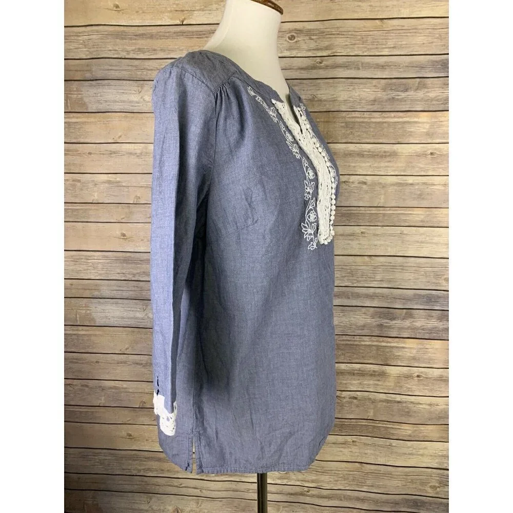 Croft Barrow Large Popover Blouse Lace Details - Picture 7 of 9